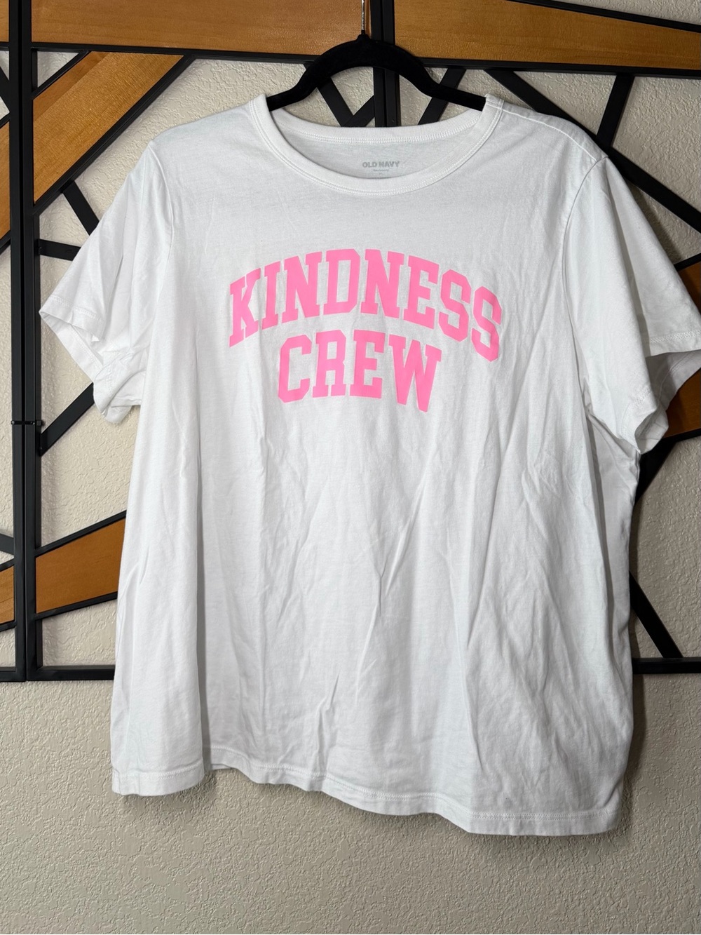 Old Navy White Tee with Pink "Kindness Crew" Graphic